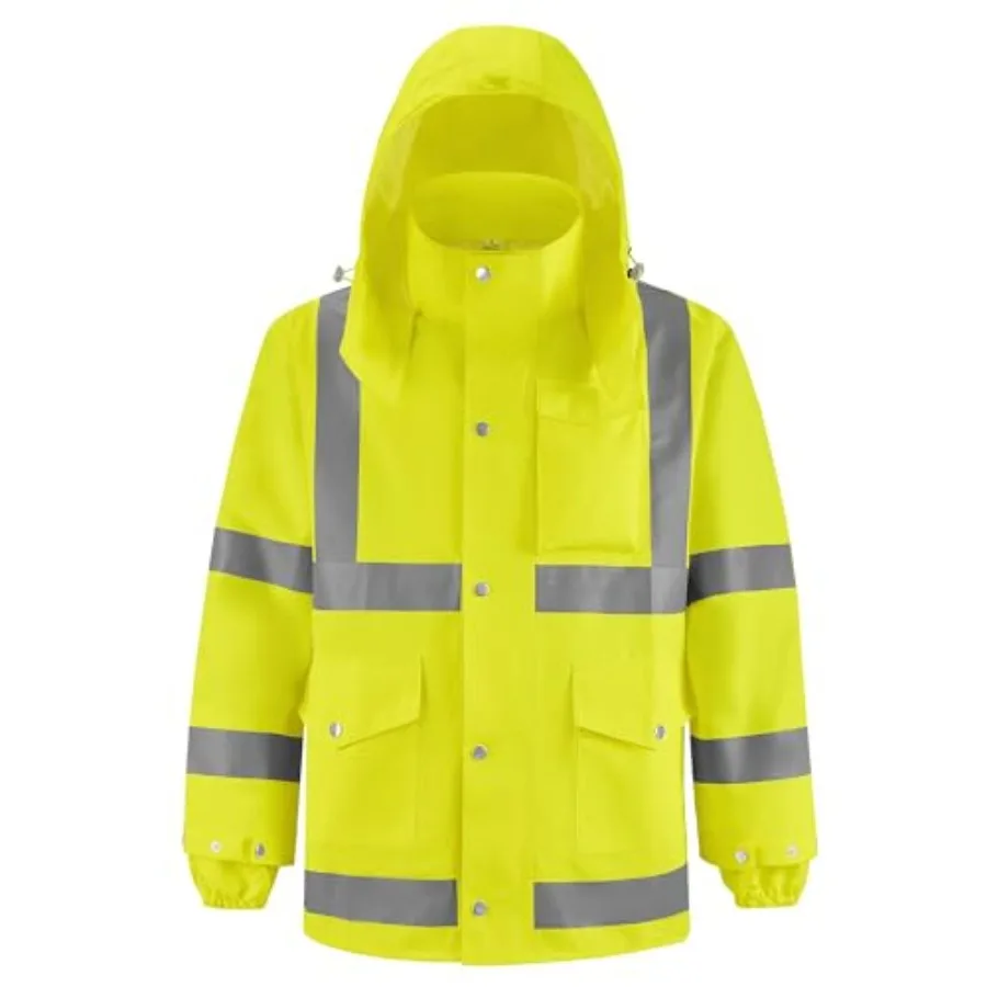 Reflective High Visibility Safety Jacket, Safety Rain Jacket with Hood, Lightweight Workwear for Outdoor Construction
Reflective High Visibility Safety Jacket, Safety Rain Jacket with Hood, Lightweight Workwear for Outdoor Construction