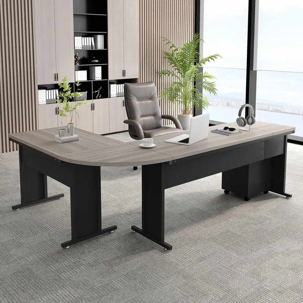 83 LShaped Executive Desk, Large Office Desk with Drawes, Industrial Corner Computer Table with File Cabinet, Business Workstat
83 LShaped Executive Desk, Large Office Desk with Drawes, Industrial Corner Computer Table with File Cabinet, Business Workstat