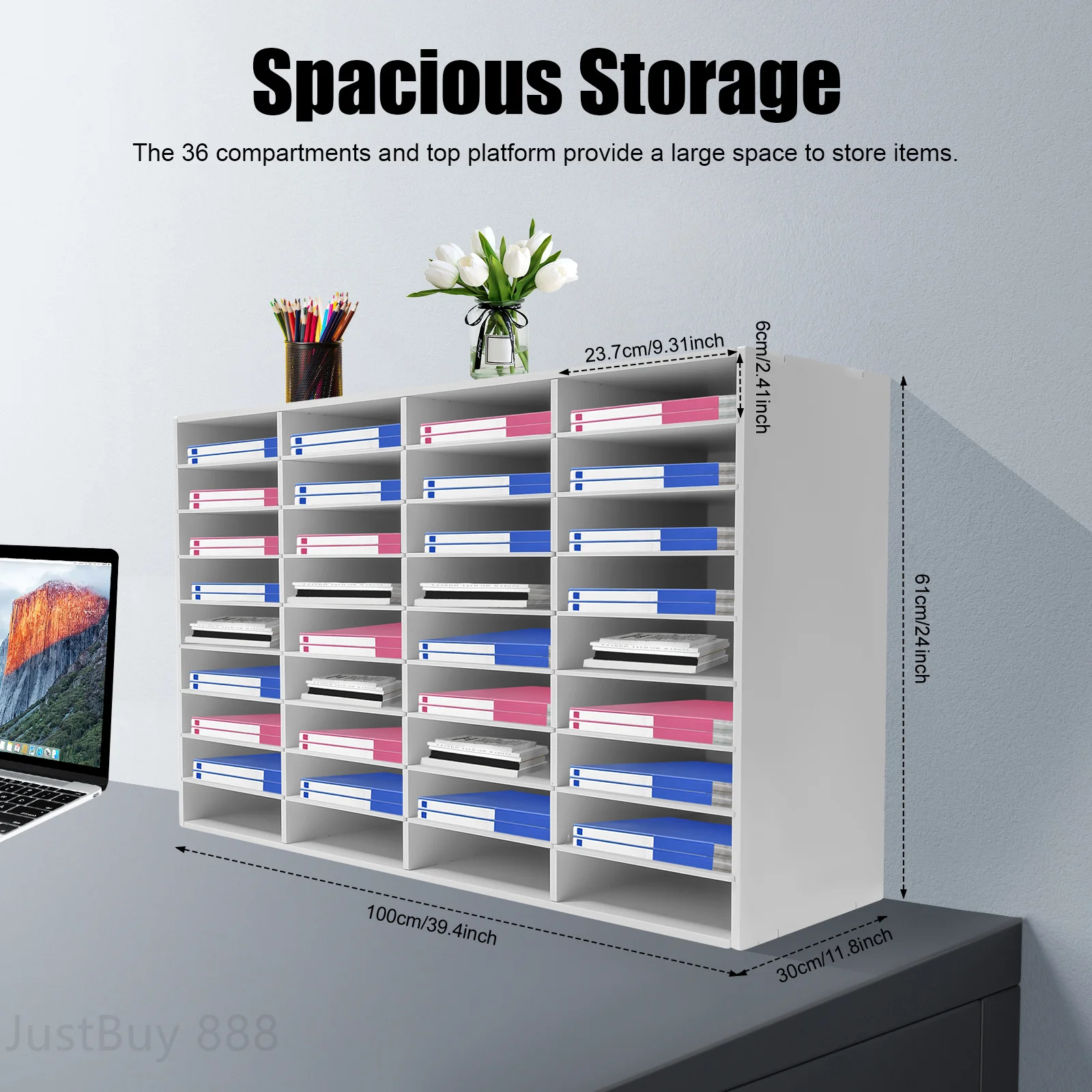 36-Slot PVC Literature Organizer 100x30x61cm Adjustable Multi-purpose File Sorter Mail/Letter Storage for Office/Home/School
36-Slot PVC Literature Organizer 100x30x61cm Adjustable Multi-purpose File Sorter Mail/Letter Storage for Office/Home/School