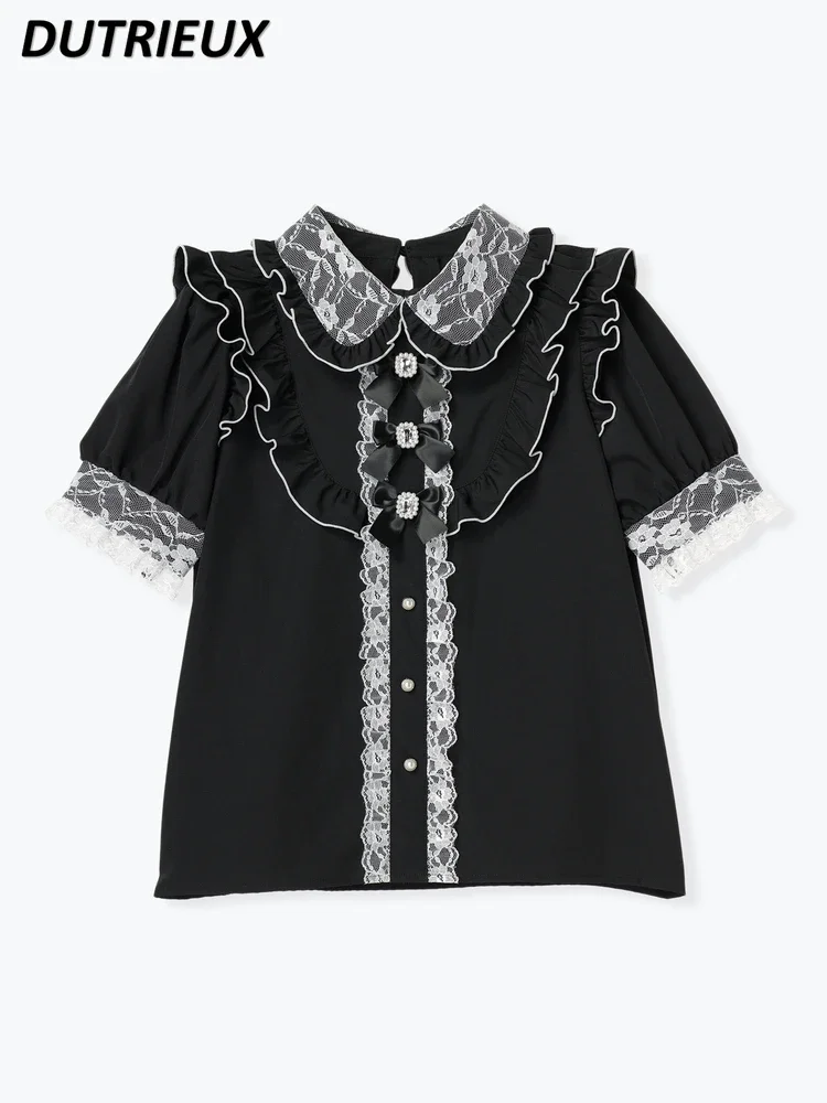 Japanese-Style Mine Mass-Produced Blouse Girls Summer New Short-Sleeved Shirt Top Women's Sweet Lace Ruffled Bow Camisas
Japanese-Style Mine Mass-Produced Blouse Girls Summer New Short-Sleeved Shirt Top Women's Sweet Lace Ruffled Bow Camisas