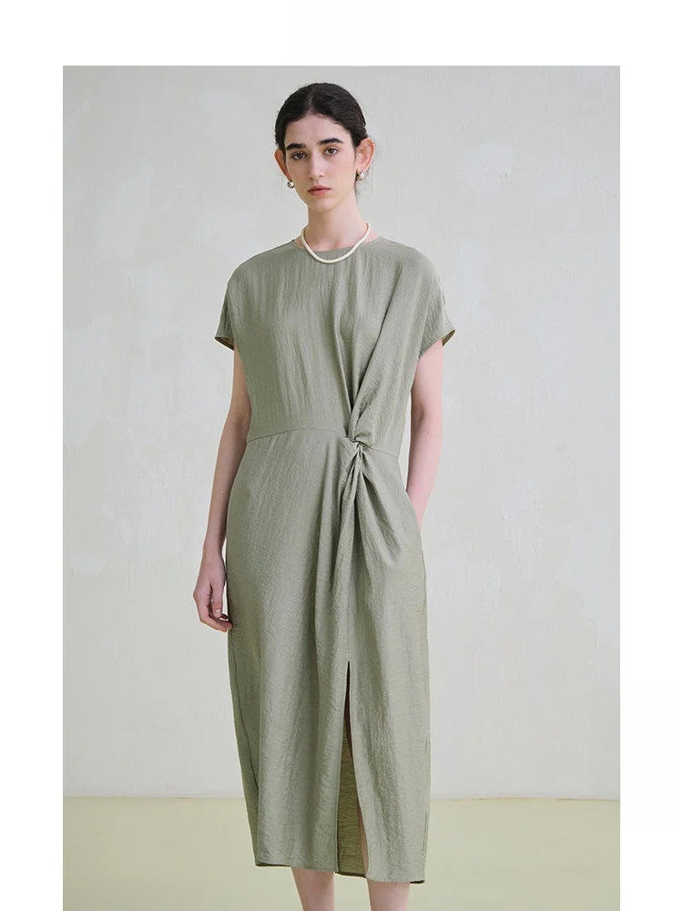 Travel Original Product Summer 2026 New Style Slimming Twist Knotted Mixed Linen Dress Casual Loose Fit round Neck Short Sleeve
Travel Original Product Summer 2026 New Style Slimming Twist Knotted Mixed Linen Dress Casual Loose Fit round Neck Short Sleeve