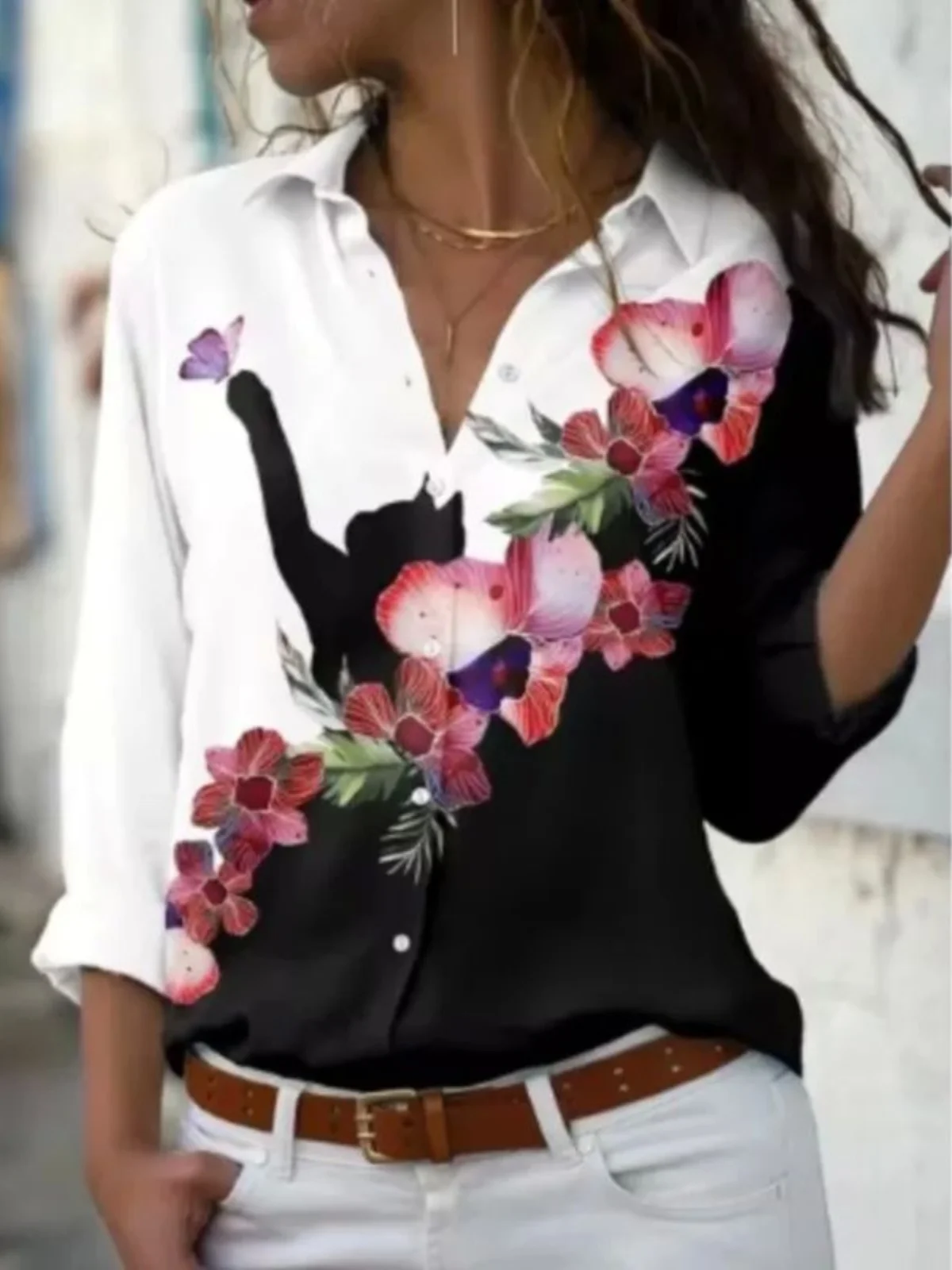 Women's 3D Digital Print Collar Shirt Long Sleeve Flip-Collar Printed Top Fashionable Casual Women's Clothing
Women's 3D Digital Print Collar Shirt Long Sleeve Flip-Collar Printed Top Fashionable Casual Women's Clothing