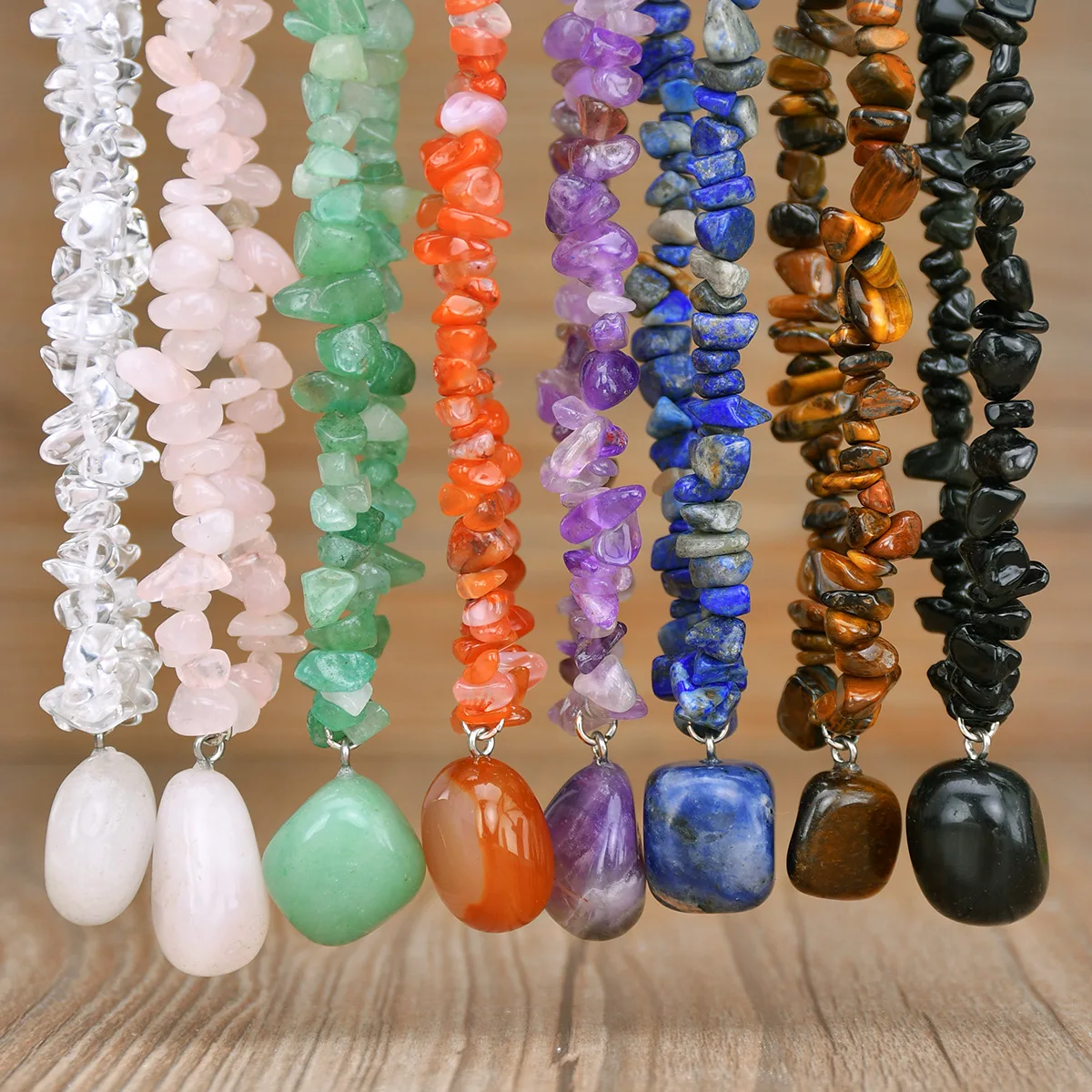 Natural Stone Pendant Boho Irregular Crystal Chip Amethyst Fluorite Rose Quartz Beads Necklace for Women Jewelry
Natural Stone Pendant Boho Irregular Crystal Chip Amethyst Fluorite Rose Quartz Beads Necklace for Women Jewelry