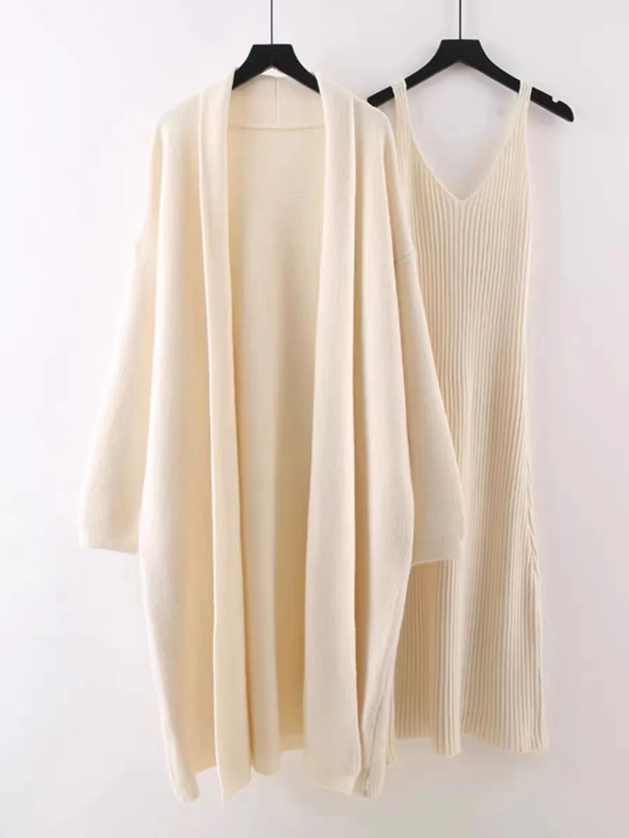 Autumn Long Cardigan Two-Piece Set Women Fashion Loose Long Temperament Knitted Dress Women P8514
Autumn Long Cardigan Two-Piece Set Women Fashion Loose Long Temperament Knitted Dress Women P8514