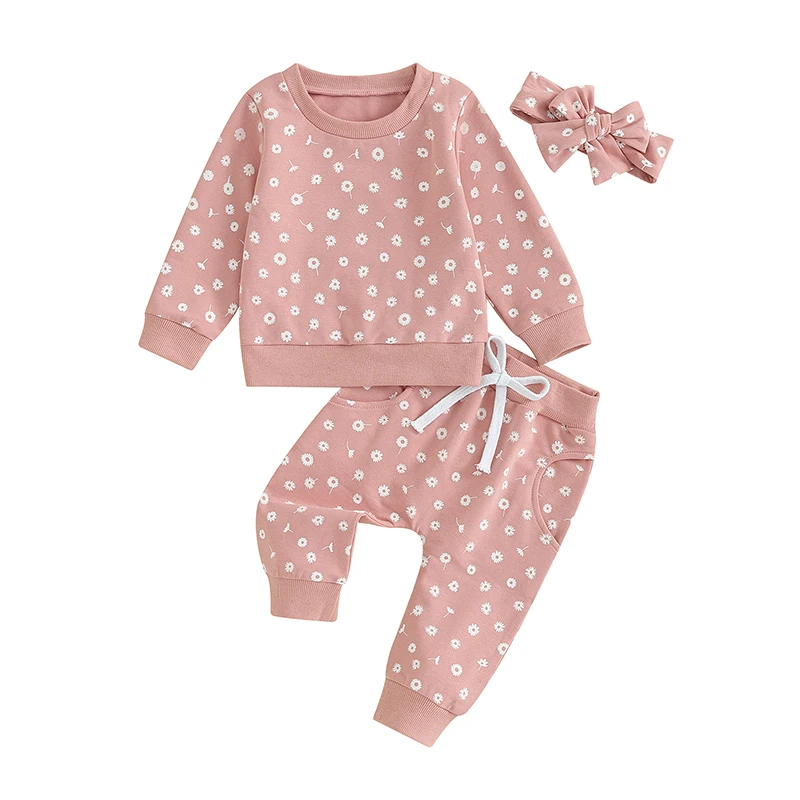 Autumn New Baby Clothes Set Infant Girl Flower Print Sweatshirt Tops + Sweatpants + Headband 3pcs Suit Kids Casual Outfits
Autumn New Baby Clothes Set Infant Girl Flower Print Sweatshirt Tops + Sweatpants + Headband 3pcs Suit Kids Casual Outfits