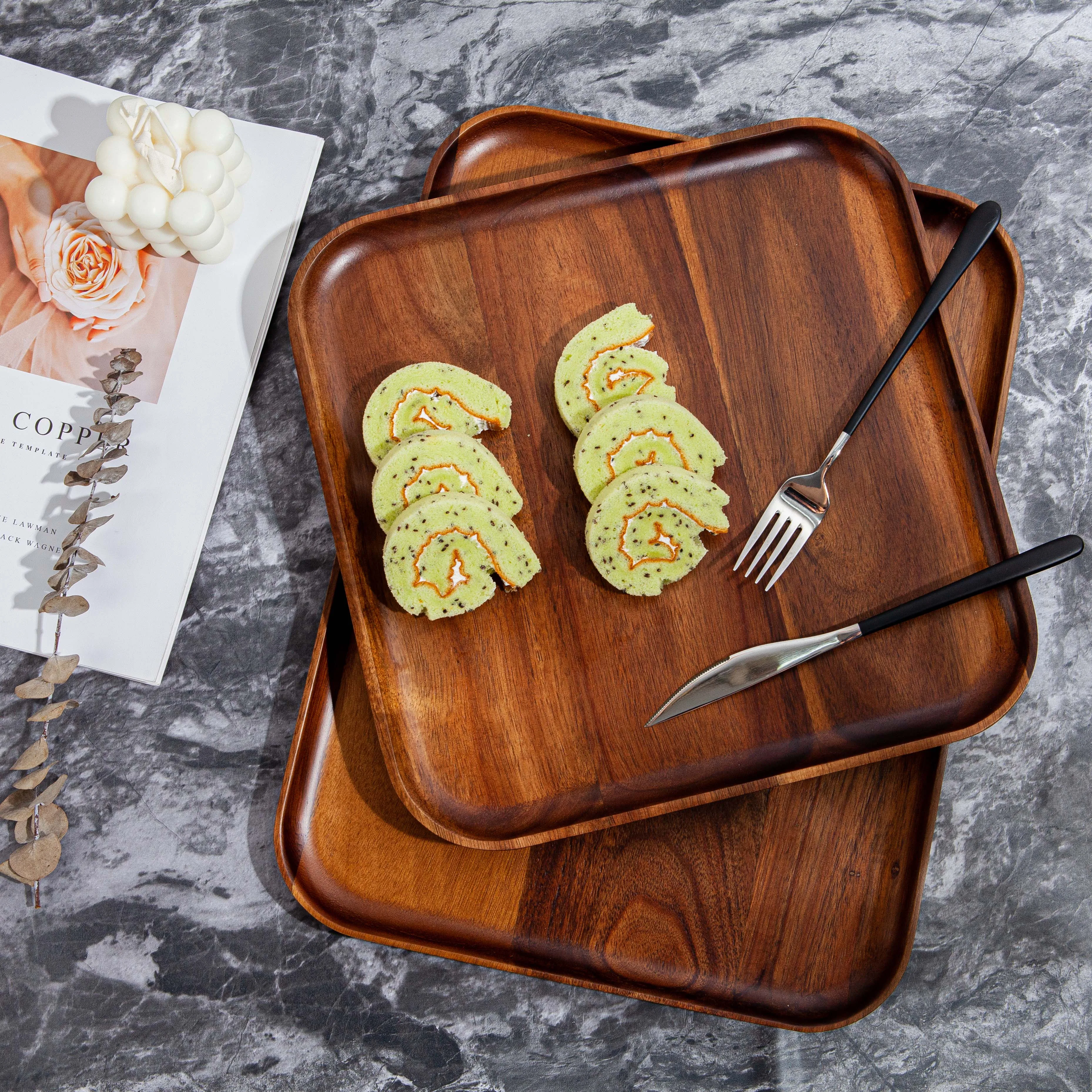 Natural Acacia Wood Serving Tray Rectangular Wooden Coffee Tray Home Hotel Fruit Snack Food Plate Chinese Tea Tray Kitchen Stora
Natural Acacia Wood Serving Tray Rectangular Wooden Coffee Tray Home Hotel Fruit Snack Food Plate Chinese Tea Tray Kitchen Stora