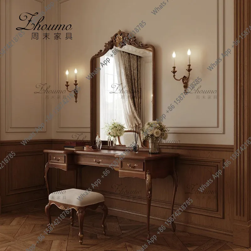 French retro solid wood dresser antique style with mirror carved side table small apartment makeup table storage table
French retro solid wood dresser antique style with mirror carved side table small apartment makeup table storage table