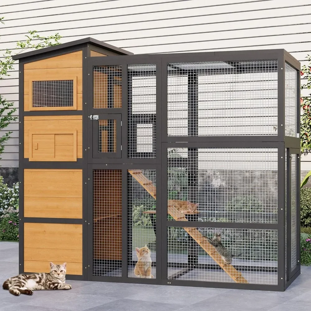 Large Catio Outdoor Cat Enclosure with Weatherproof Roof, 4 Tiers Catios for Cats Patio Outdoor Indoor, Spacious Cat Cage
Large Catio Outdoor Cat Enclosure with Weatherproof Roof, 4 Tiers Catios for Cats Patio Outdoor Indoor, Spacious Cat Cage
