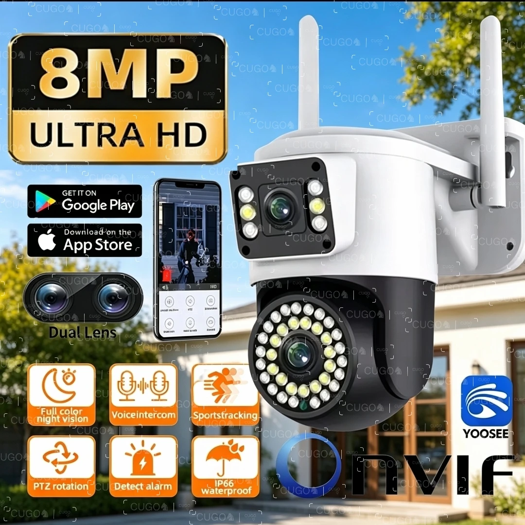 Yoosee 8MP 4K IP-камера с двумя объективами Onvif PTZ Умный дом Двустороннее аудио Цветное ночное видение Открытая водонепроницаемая камера безопасности Wi-Fi
Yoosee 8MP 4K IP-камера с двумя объективами Onvif PTZ Умный дом Двустороннее аудио Цветное ночное видение Открытая водонепроницаемая камера безопасности Wi-Fi