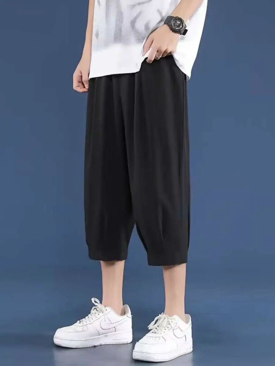 Мужские повседневные брюки из эластичного ледяного шелка, быстросохнущие, летние, укороченные (до щиколотки), тонкие, свободные, спортивные, больших размеров, весна-лето
Мужские повседневные брюки из эластичного ледяного шелка, быстросохнущие, летние, укороченные (до щиколотки), тонкие, свободные, спортивные, больших размеров, весна-лето