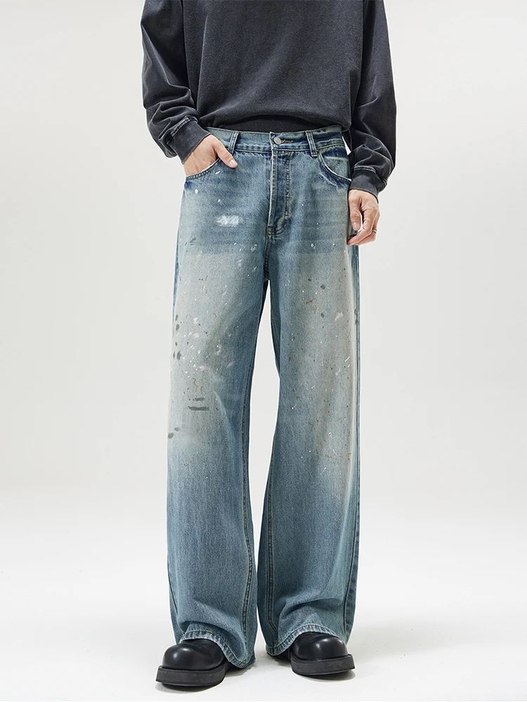 Men's Fashion Paint Spots Baggy Straight Jeans Vintage Ice Blue Denim Pants High Street Hip Hop Trousers Mens Designer Clothes
Men's Fashion Paint Spots Baggy Straight Jeans Vintage Ice Blue Denim Pants High Street Hip Hop Trousers Mens Designer Clothes