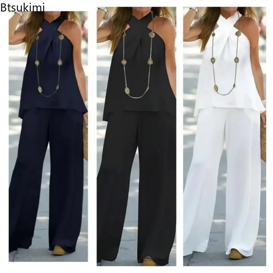 2024 Women's Casual Two Piece Pants Sets Sleeveless Tops and Wide Leg Pants Matching Sets Female Vest Pants Suits Summer Outfits
2024 Women's Casual Two Piece Pants Sets Sleeveless Tops and Wide Leg Pants Matching Sets Female Vest Pants Suits Summer Outfits