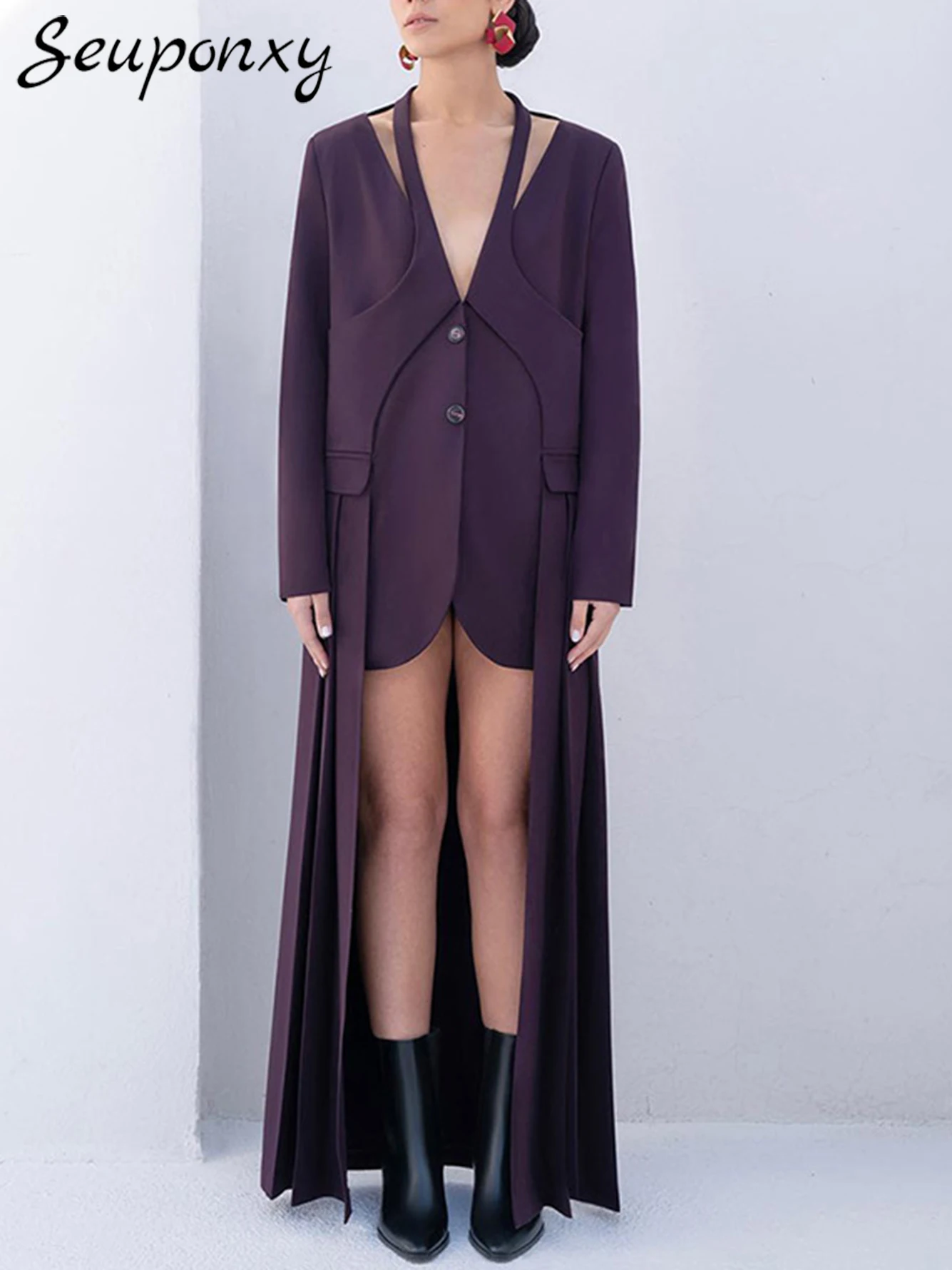 High Quality Women'S Windbreaker 2024 Autumn And Winter Fashion Street Sexy V-Neck Long Sleeved Hollow Slim Fit Long Blazer
High Quality Women'S Windbreaker 2024 Autumn And Winter Fashion Street Sexy V-Neck Long Sleeved Hollow Slim Fit Long Blazer