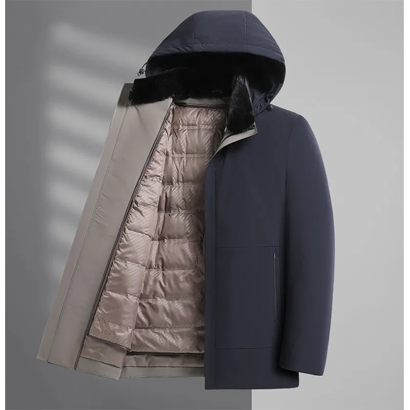 Куртки на утином пуху 2025, зимняя мужская куртка-пуховик со съемной подкладкой и меховым воротником, уличная ветрозащитная утепленная парка, одежда 
Куртки на утином пуху 2025, зимняя мужская куртка-пуховик со съемной подкладкой и меховым воротником, уличная ветрозащитная утепленная парка, одежда