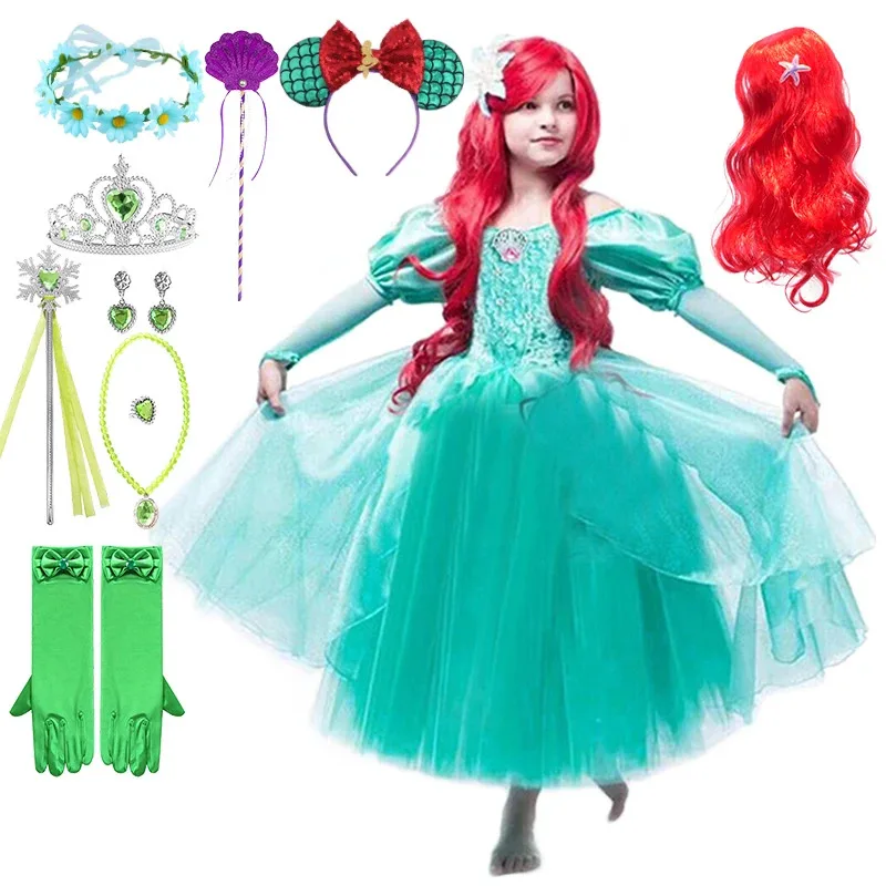 New Year Little Mermaid Costume Halloween Child Princess Ariel Dress Fluffy Girl Green Puff Sleeve Dress Birthday Gown Infant
New Year Little Mermaid Costume Halloween Child Princess Ariel Dress Fluffy Girl Green Puff Sleeve Dress Birthday Gown Infant