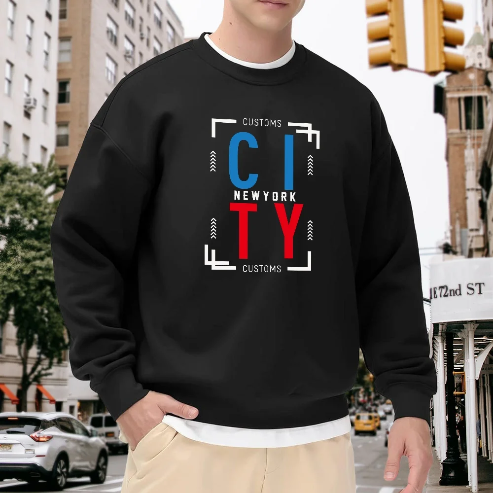 Men's Black Loose-Fitting Crew Neck Sweatshirt with New York Letter Print, Casual Street Style Top, Versatile Trendy Piece for Everyday Wear, Comfortable and Breathable
Men's Black Loose-Fitting Crew Neck Sweatshirt with New York Letter Print, Casual Street Style Top, Versatile Trendy Piece for Everyday Wear, Comfortable and Breathable