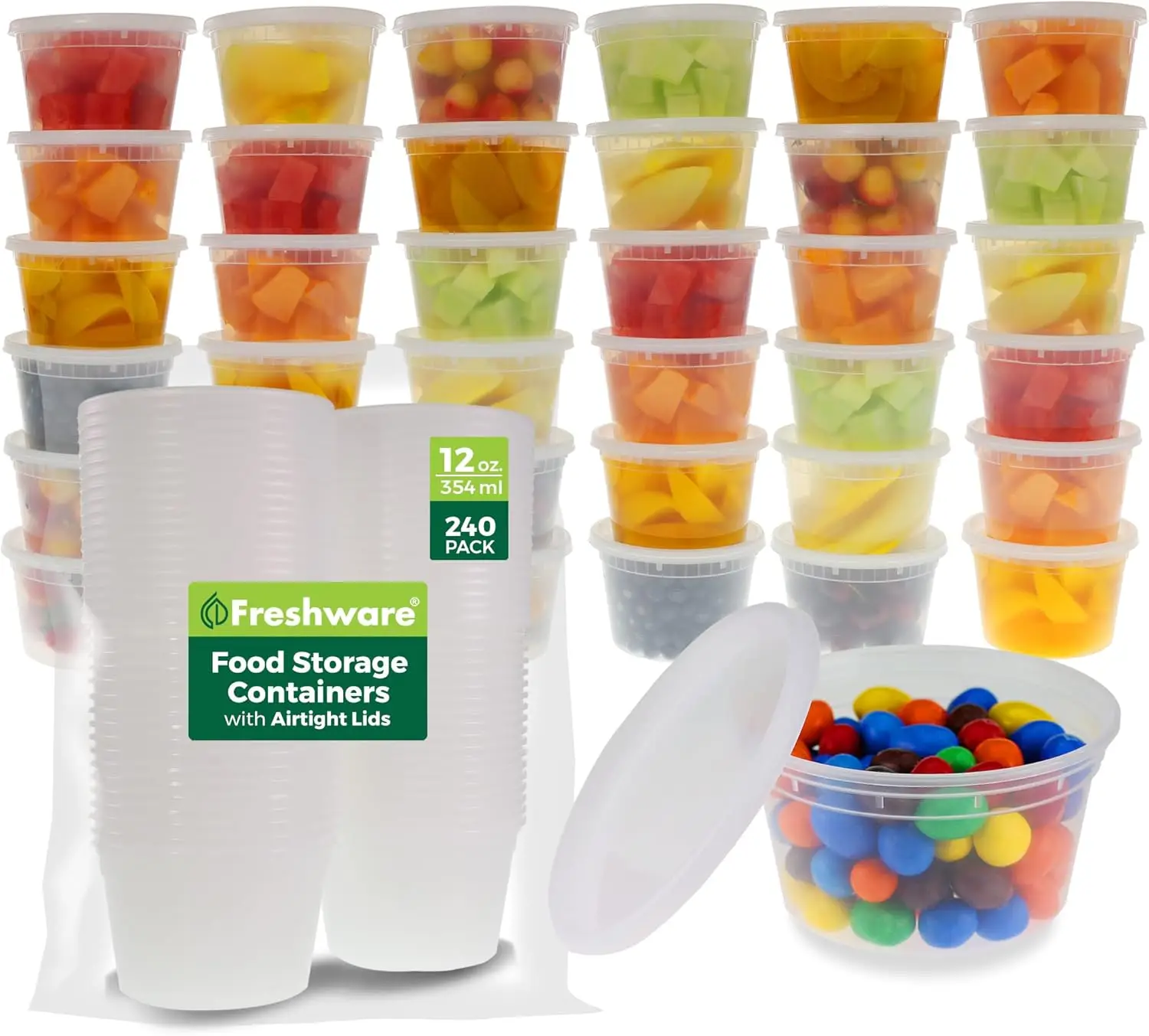 240-Pack 12 oz Plastic Food Containers with Lids, BPA-Free, Leakproof, Microwave & Dishwasher Safe
240-Pack 12 oz Plastic Food Containers with Lids, BPA-Free, Leakproof, Microwave & Dishwasher Safe