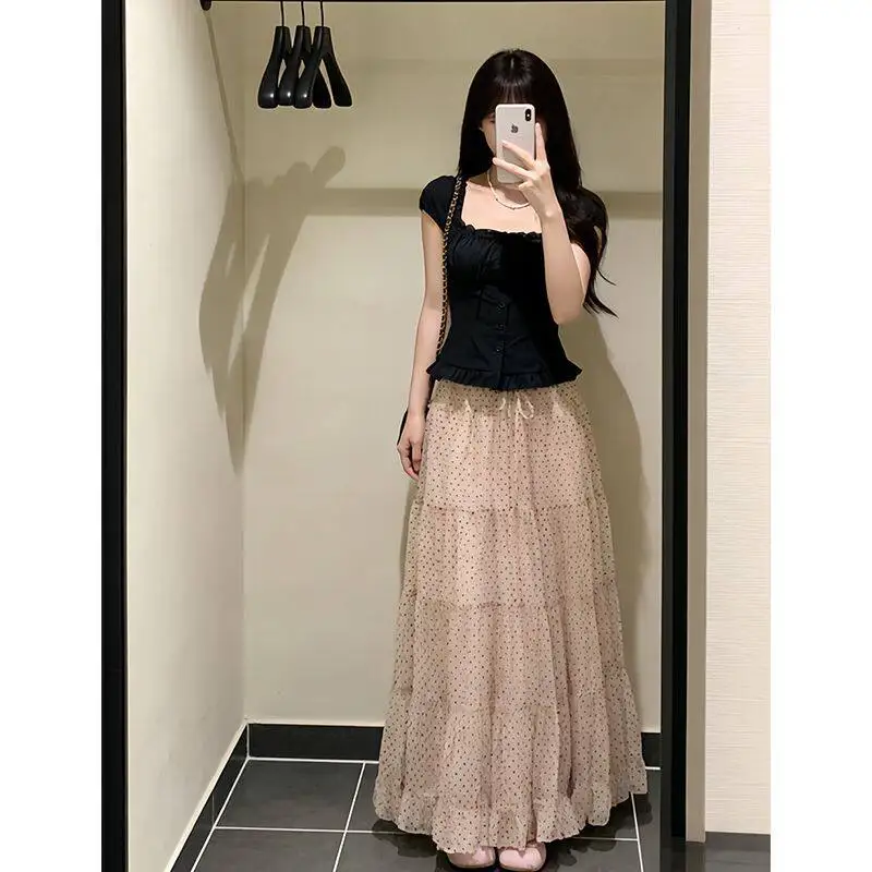 Fashion Two-piece Set 2026 Summer New Black Square Neck Short Top Polka Dot Skirt Two-piece Set
Fashion Two-piece Set 2026 Summer New Black Square Neck Short Top Polka Dot Skirt Two-piece Set