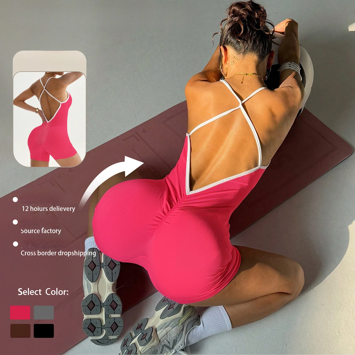 Contrast-colored Ribbed One-piece Clothes Sports Sleeveless Quick-dry Tight Yoga Pants, One-piece Clothes For Women Summer Brand 
Contrast-colored Ribbed One-piece Clothes Sports Sleeveless Quick-dry Tight Yoga Pants, One-piece Clothes For Women Summer Brand