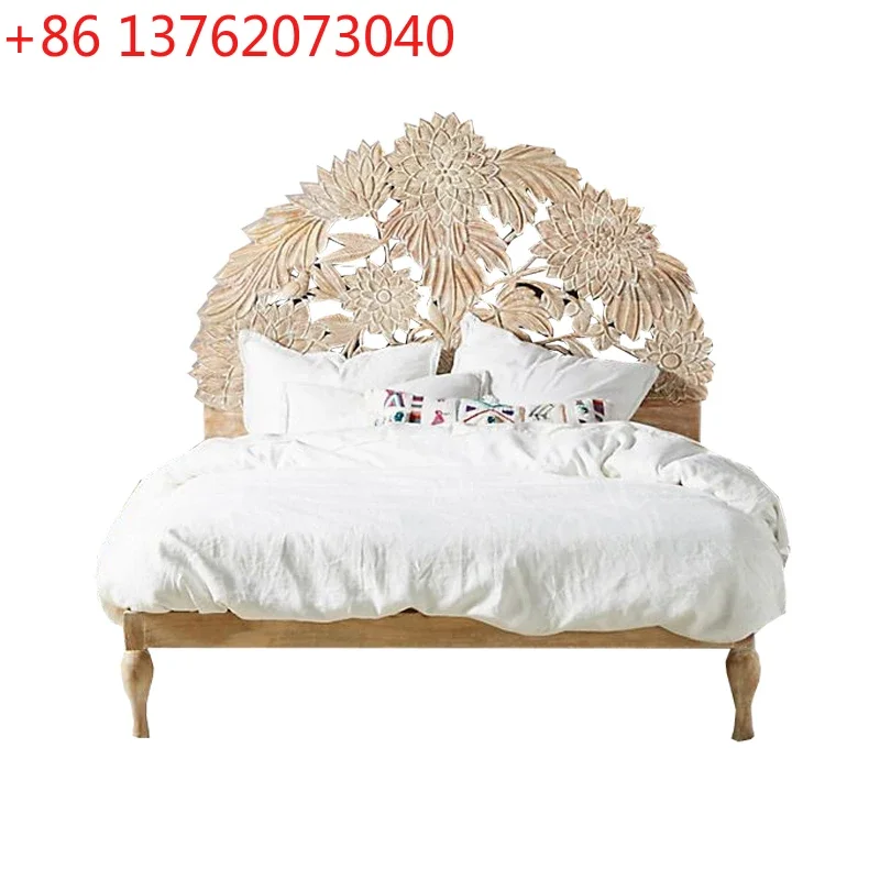 English hollow carved princess bed French bed and breakfast log wind double bed
English hollow carved princess bed French bed and breakfast log wind double bed