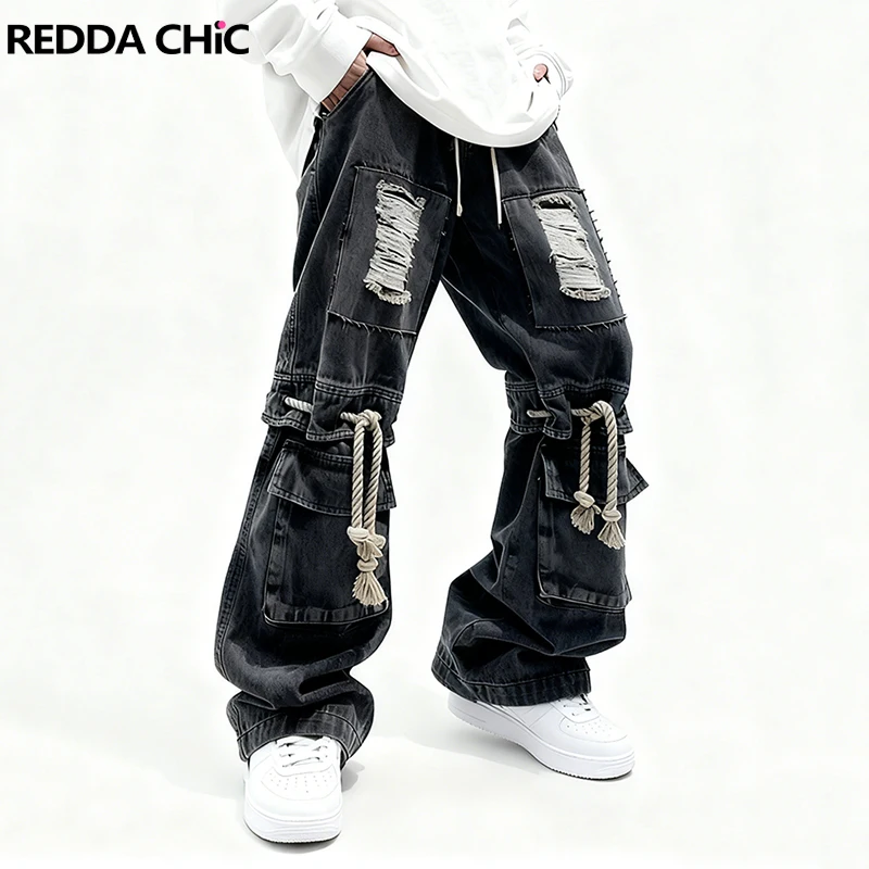 REDDACHIC Men's Holes Cargo Jeans Plus Size Drawstring Multi-Pocket Elastic Waist Distressed Washed Pants Y2k Hip Hop Streetwear
REDDACHIC Men's Holes Cargo Jeans Plus Size Drawstring Multi-Pocket Elastic Waist Distressed Washed Pants Y2k Hip Hop Streetwear