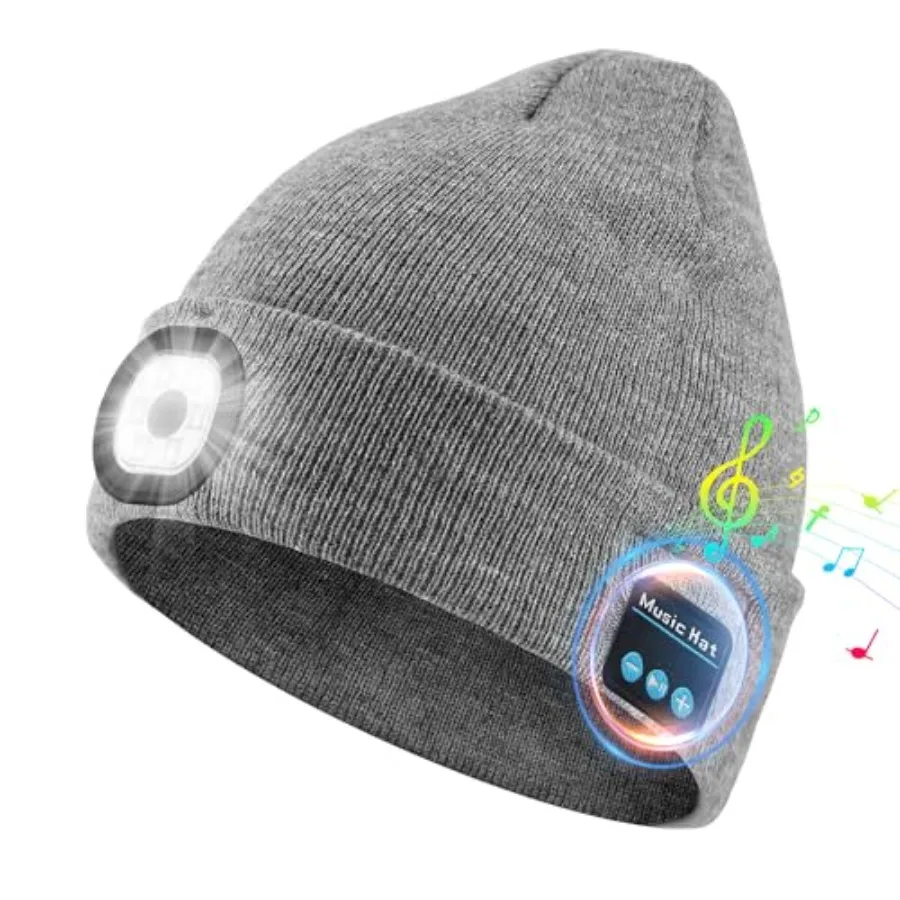 Rotibox Bluetooth Beanie with Light, Unisex USB Rechargeable 4 LED Headlamp Hat with Wireless Headphones
Rotibox Bluetooth Beanie with Light, Unisex USB Rechargeable 4 LED Headlamp Hat with Wireless Headphones