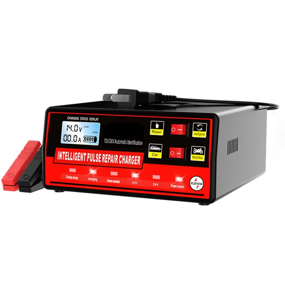 LCD Screen Car Battery Charger Supporting Both 12 Volt and 24 Volt Batteries Maintenance and Repair Capabilities
LCD Screen Car Battery Charger Supporting Both 12 Volt and 24 Volt Batteries Maintenance and Repair Capabilities