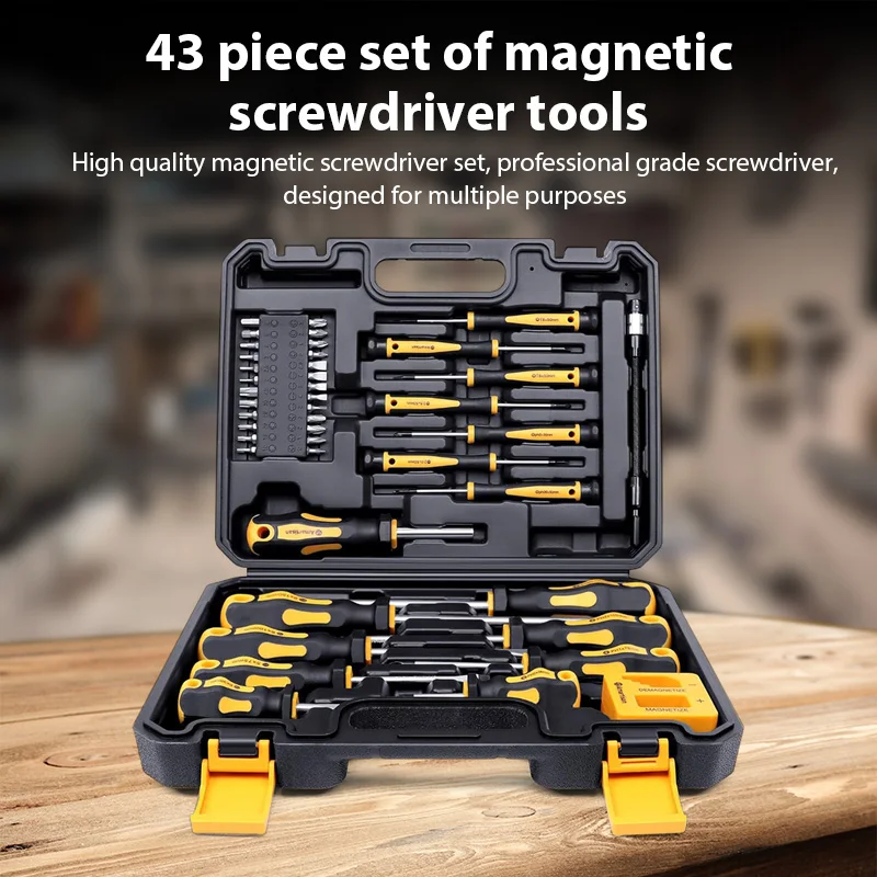 Профессиональный набор отверток, 43 шт., с магнитным держателем бит и прецизионными инструментами — прочный ремонтный комплект для самостоятельного и промышленного использования 
Профессиональный набор отверток, 43 шт., с магнитным держателем бит и прецизионными инструментами — прочный ремонтный комплект для самостоятельного и промышленного использования