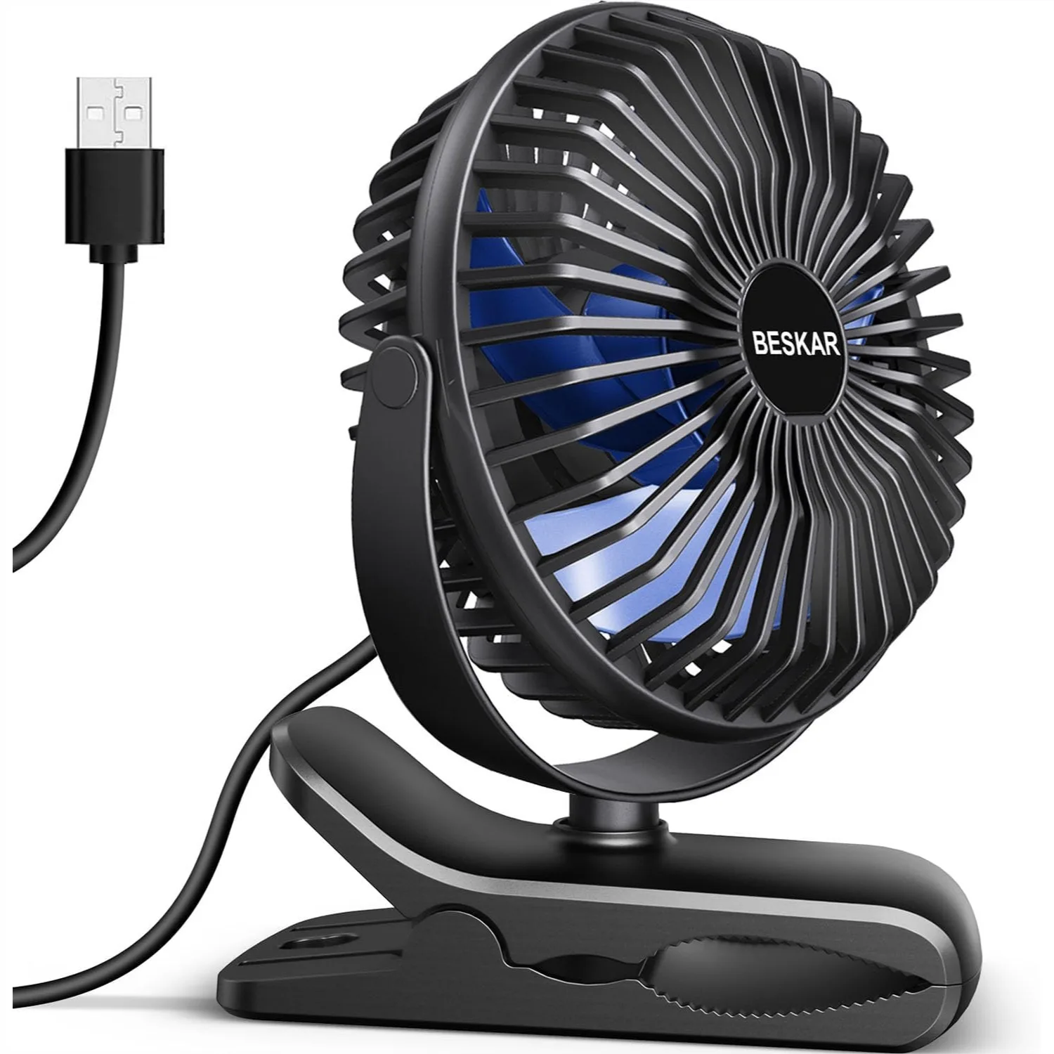 USB Clip on Fan, Portable Small Fan with Cord, 3 Speeds Strong Airflow, Sturdy Clamp for Desk
USB Clip on Fan, Portable Small Fan with Cord, 3 Speeds Strong Airflow, Sturdy Clamp for Desk