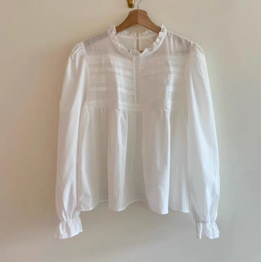 Sweet Sle Pure Color Stand Collar Lace Trim irt Top Base Layer Four Seasons Versatile Long Sve Cotton Women's irt
Sweet Sle Pure Color Stand Collar Lace Trim irt Top Base Layer Four Seasons Versatile Long Sve Cotton Women's irt