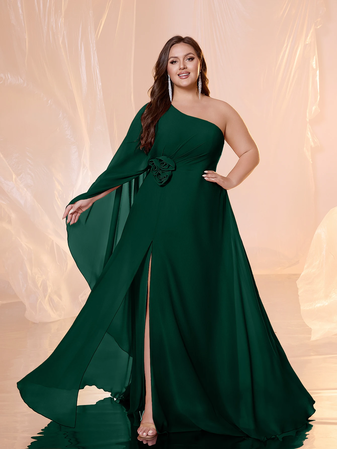 UNITHORSE Plus Women's One-Shoulder Floating piece Sleeve Slim-Fitting Three - Dimensional Flower Slit Chiffon Evening Dress
UNITHORSE Plus Women's One-Shoulder Floating piece Sleeve Slim-Fitting Three - Dimensional Flower Slit Chiffon Evening Dress