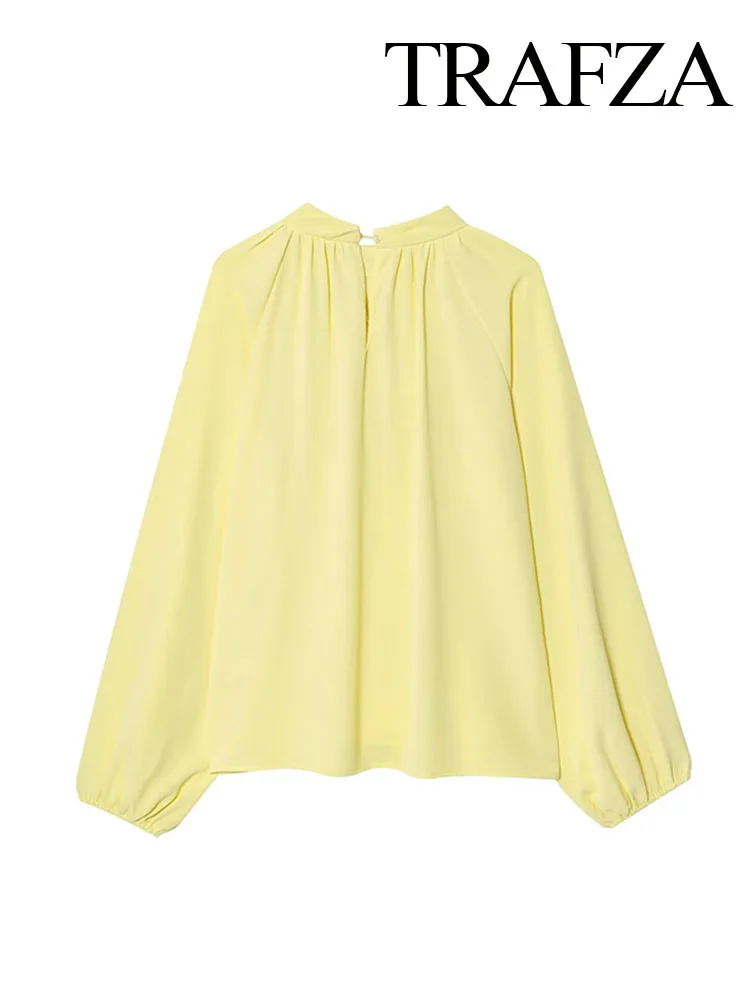 TRAFZA Women's Autumn Casual Loose Blouses Yellow Lantern Long Sleeves Bow Lace-Up Decoration Female Fashion Crew Neck Shirts
TRAFZA Women's Autumn Casual Loose Blouses Yellow Lantern Long Sleeves Bow Lace-Up Decoration Female Fashion Crew Neck Shirts