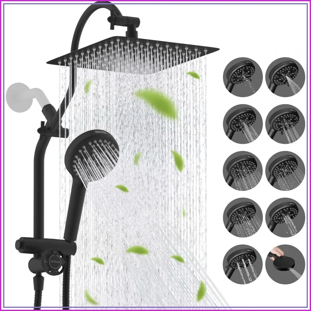All Metal 10" Rainfall Showerhead Combo, High Pressure with 10-Spray Handheld, 4-Way Diverter & Pause Mode, 71" Hose, Black
All Metal 10" Rainfall Showerhead Combo, High Pressure with 10-Spray Handheld, 4-Way Diverter & Pause Mode, 71" Hose, Black