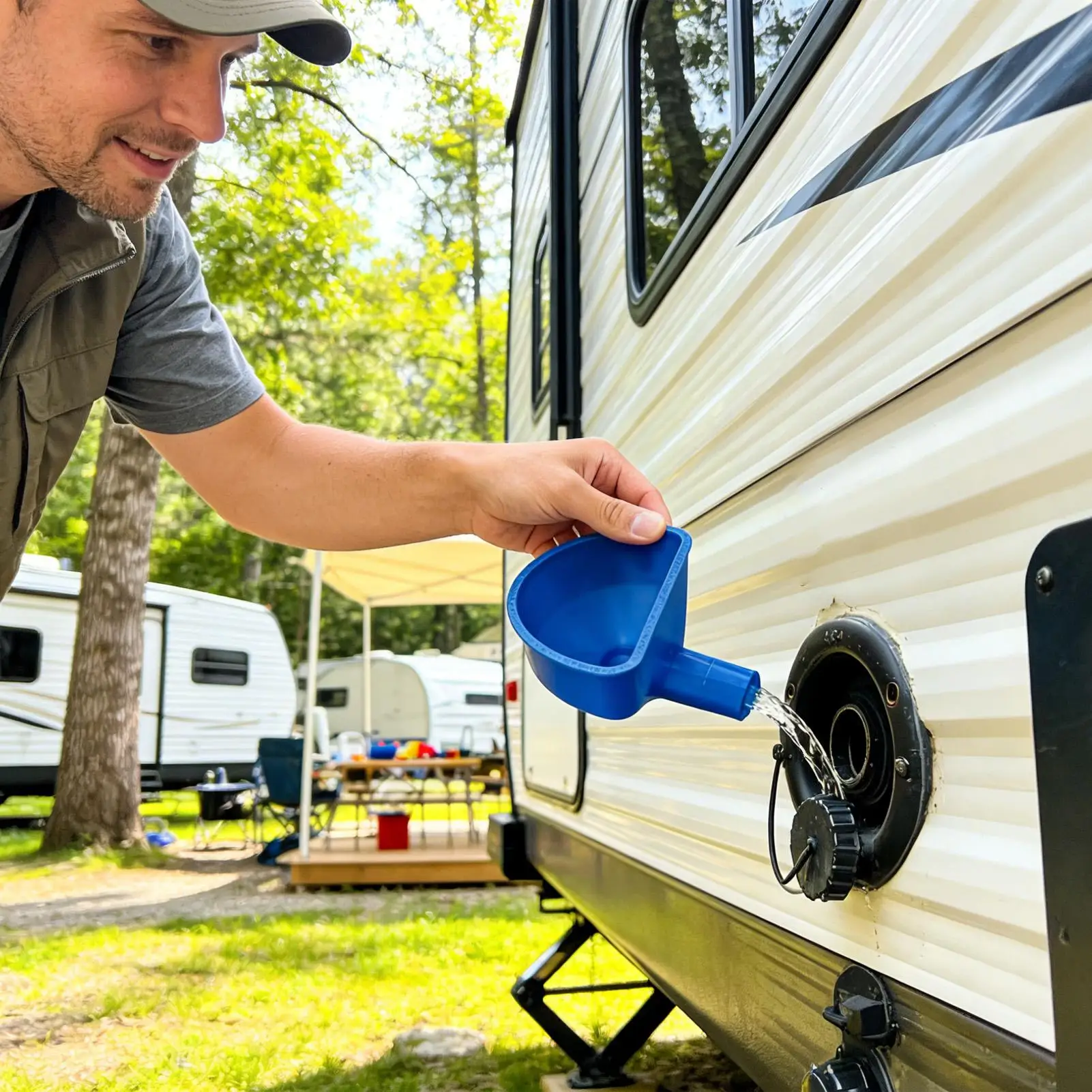 RV Water Tank Filling Funnel Anti-Spill Wide Mouth Water Inlet Funnel 3D Printed Water Funnel for Trailer Van Motorhome Travel
RV Water Tank Filling Funnel Anti-Spill Wide Mouth Water Inlet Funnel 3D Printed Water Funnel for Trailer Van Motorhome Travel