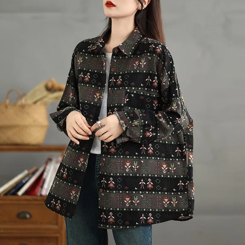Women Long Sleeve Casual Shirt New Arrival 2024 Autumn Vintage Style Floral Print Loose Female Thin Outerwear Coats B3991
Women Long Sleeve Casual Shirt New Arrival 2024 Autumn Vintage Style Floral Print Loose Female Thin Outerwear Coats B3991