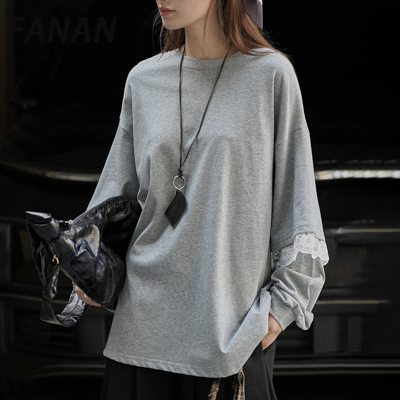 FANAN Spliced Long Sleeve Pullover T-shirt For Women Round Neck Korean Style Casual Loose Tops Female Clothing 2025 Autumn New
FANAN Spliced Long Sleeve Pullover T-shirt For Women Round Neck Korean Style Casual Loose Tops Female Clothing 2025 Autumn New