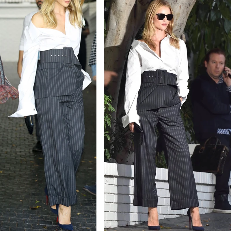 High Waist Straight Leg Casual Pants Spring Style Fashion Week Iron Free Stripe Pattern Elegant High Waist Trousers
High Waist Straight Leg Casual Pants Spring Style Fashion Week Iron Free Stripe Pattern Elegant High Waist Trousers