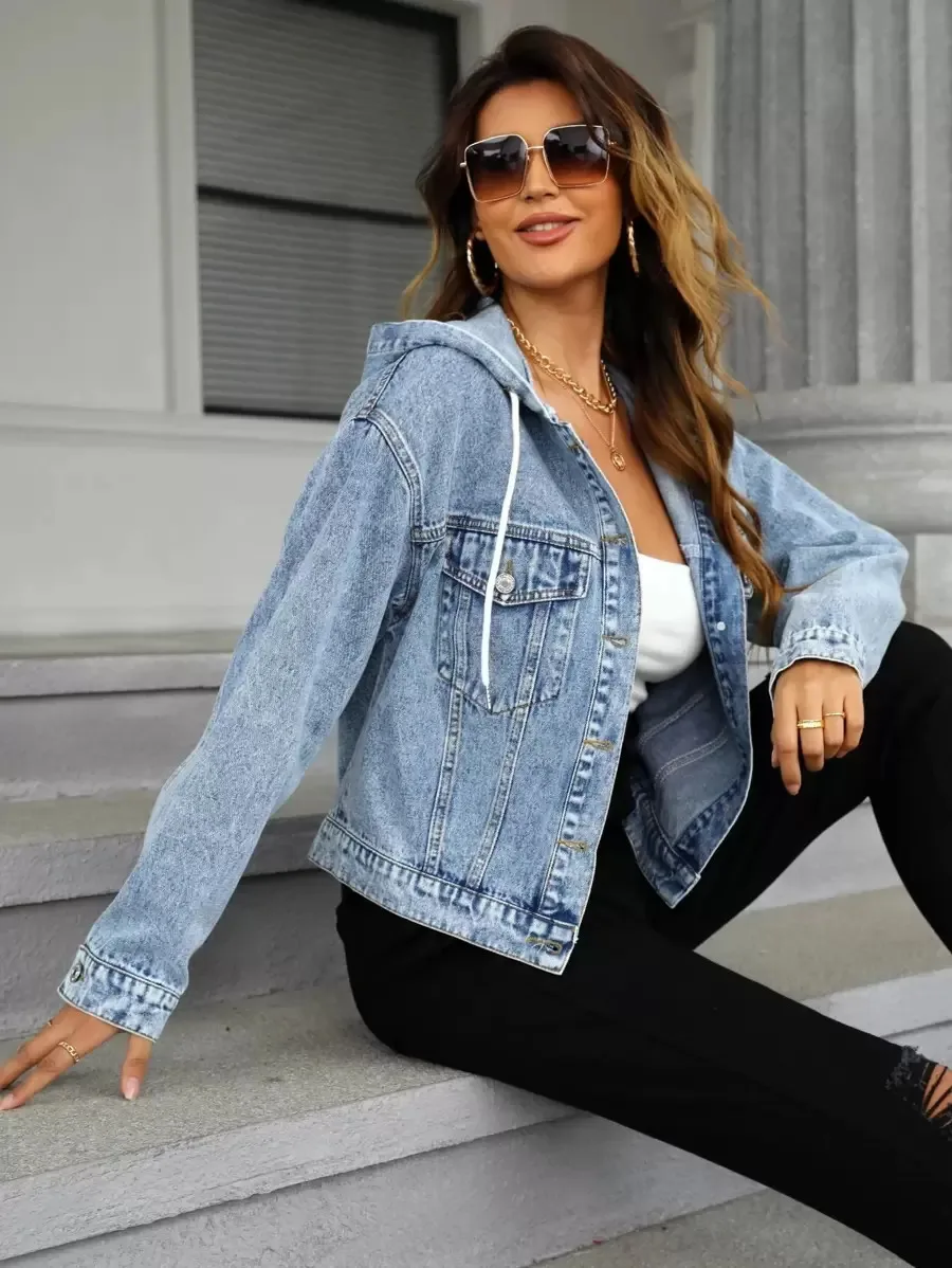 Fashionable Loose Women's Denim Hoodie Jacket Versatile Spring Autumn New Arrivals Comfortable Fit Denim Outerwear
Fashionable Loose Women's Denim Hoodie Jacket Versatile Spring Autumn New Arrivals Comfortable Fit Denim Outerwear