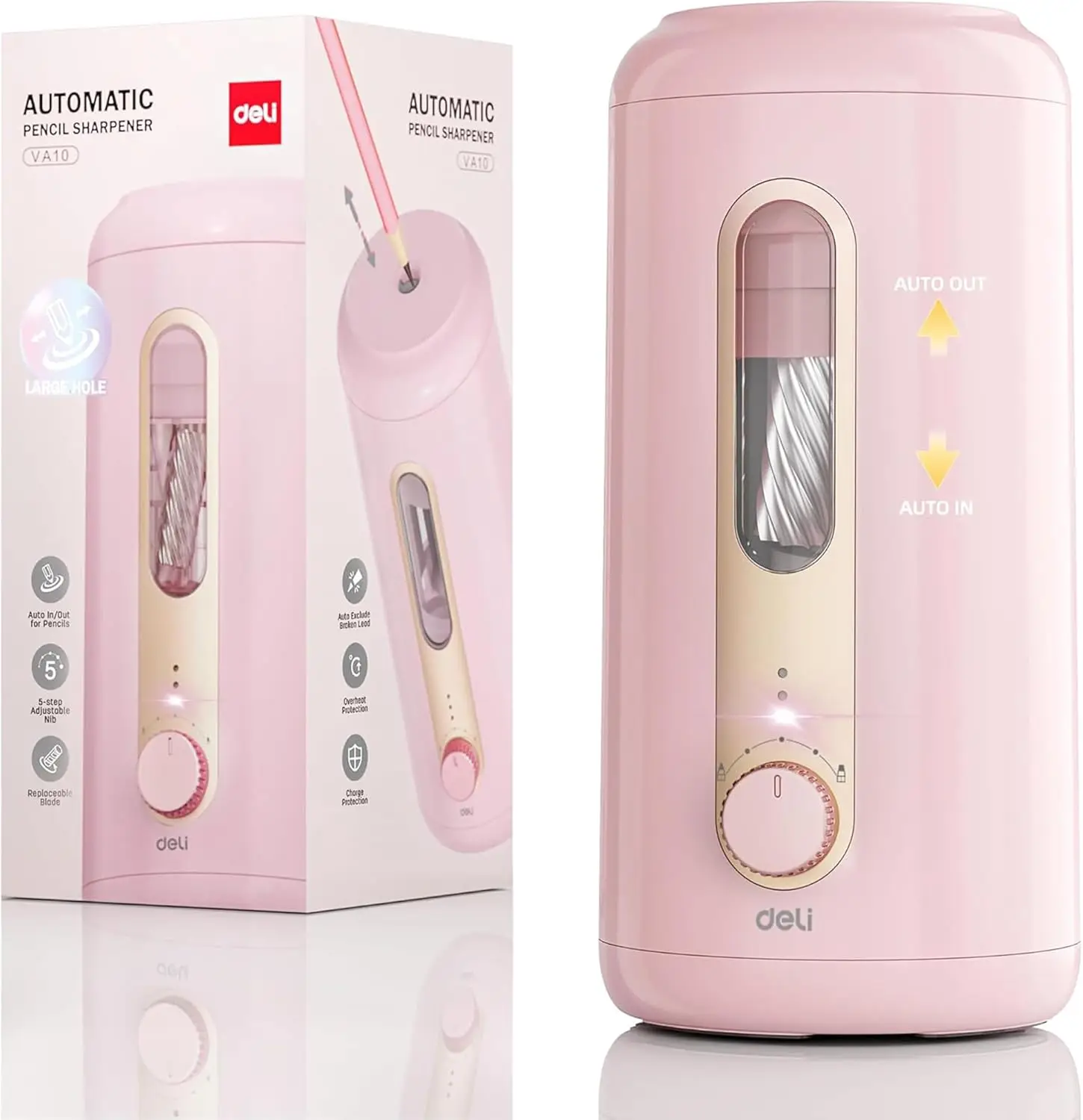 Rechargeable Auto Pencil Sharpener for 6.9-10.8mm Pencils, Hands-Free, Pink
Rechargeable Auto Pencil Sharpener for 6.9-10.8mm Pencils, Hands-Free, Pink