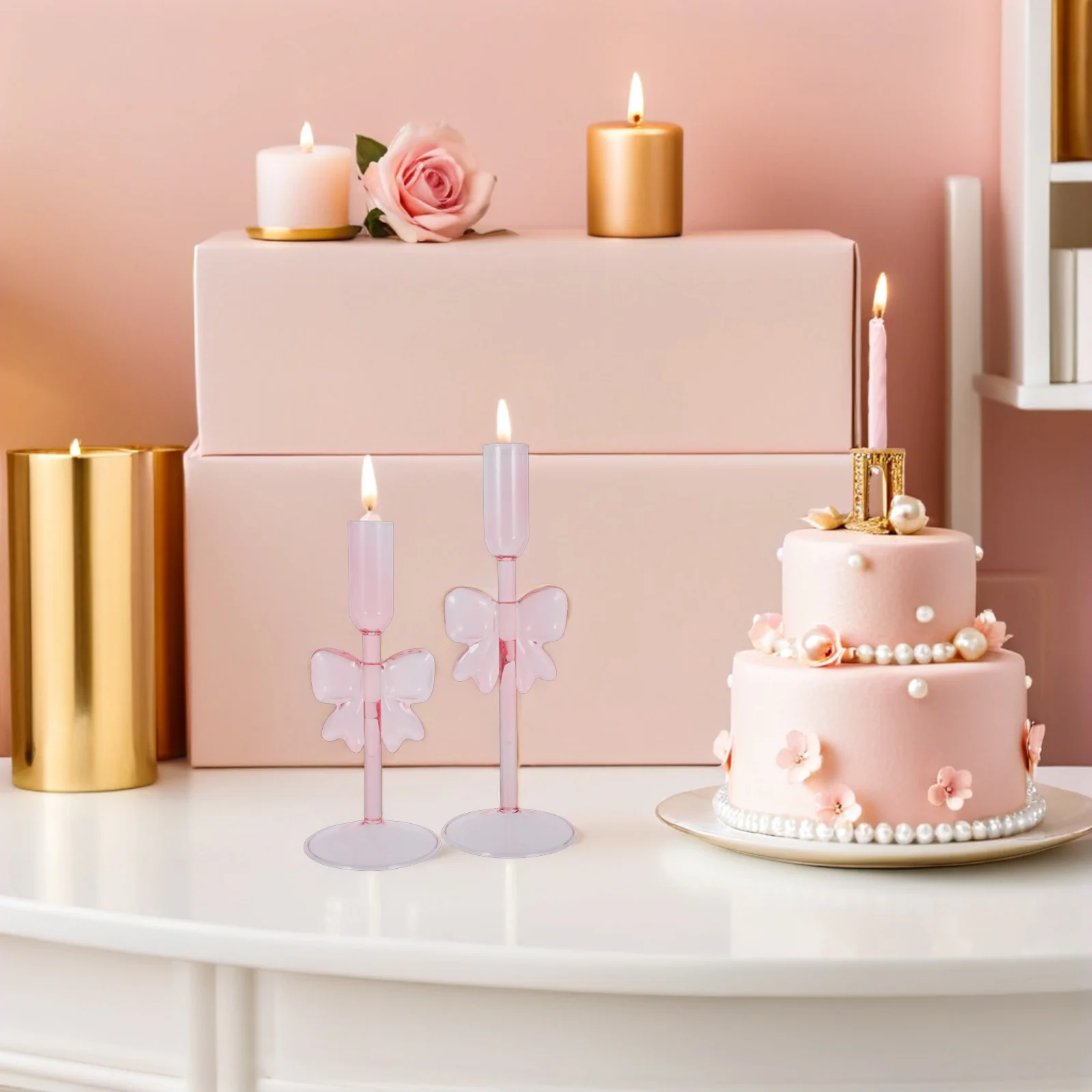 2pcs Bow Glass Candlestick Holder Decorative Table Centerpieces Taper Holders for Pillar Romantic Home for Girls
2pcs Bow Glass Candlestick Holder Decorative Table Centerpieces Taper Holders for Pillar Romantic Home for Girls