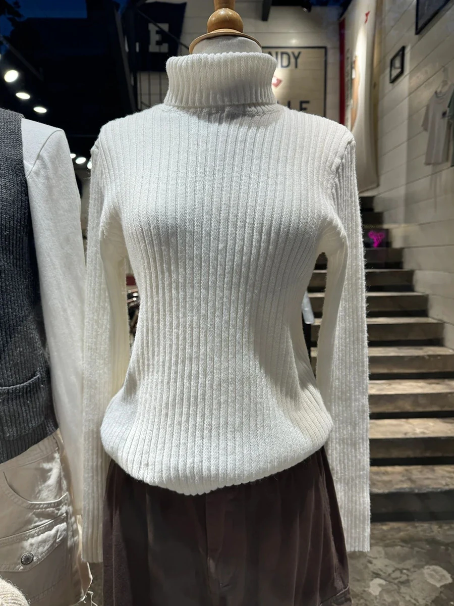 Sweet White Knitted Basic Sweater Women Turtleneck Cotton Slim Pull Long Sleeve Jumpers Autumn Simple Street Sweaters Tops Y2K
Sweet White Knitted Basic Sweater Women Turtleneck Cotton Slim Pull Long Sleeve Jumpers Autumn Simple Street Sweaters Tops Y2K