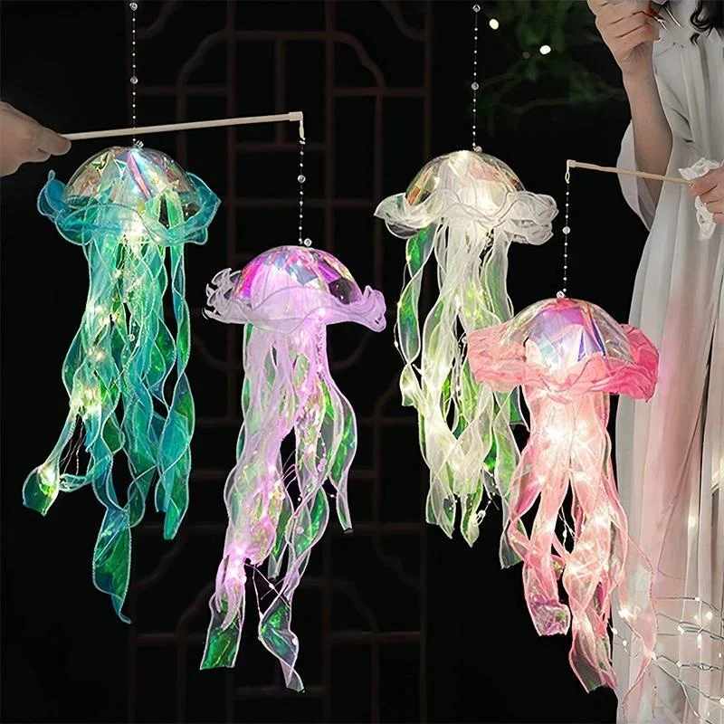 Glowing Jellyfish Lantern Holographic Iridescent Portable Led For Night Market Party Wedding Indoor Hanging Decor Ornament
Glowing Jellyfish Lantern Holographic Iridescent Portable Led For Night Market Party Wedding Indoor Hanging Decor Ornament