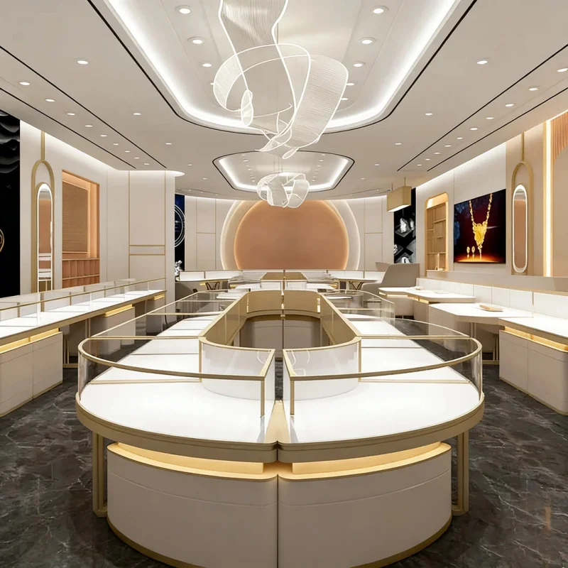 custom.Luxury Glass Gold Frame Display Cabinet LED Lighting Arched Design Customizable Size Color Durable Retail Stores
custom.Luxury Glass Gold Frame Display Cabinet LED Lighting Arched Design Customizable Size Color Durable Retail Stores