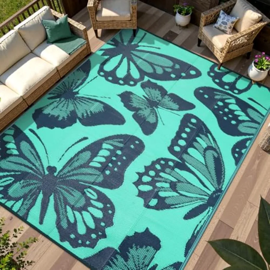 Butterfly Outdoor Rug 8X10 for Patio, Deck, Backyard, Camper, Picnic Waterproof, Reversible Plastic Straw, Green
Butterfly Outdoor Rug 8X10 for Patio, Deck, Backyard, Camper, Picnic Waterproof, Reversible Plastic Straw, Green