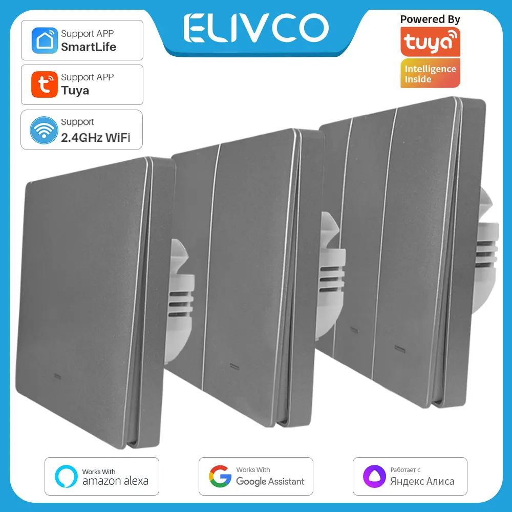 Tuya Smart WiFi Wall Switch No Neutral Wire Required 1/2/3 Gang Remote Control Timing Voice Control via Google Home Alexa
Tuya Smart WiFi Wall Switch No Neutral Wire Required 1/2/3 Gang Remote Control Timing Voice Control via Google Home Alexa