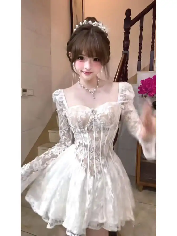 Gentle Rich Girl Style Long Sleeve Lace Puffy Short Skirt Dress Waist Cinched Beautiful Cotton Summer Dress for Young Women
Gentle Rich Girl Style Long Sleeve Lace Puffy Short Skirt Dress Waist Cinched Beautiful Cotton Summer Dress for Young Women
