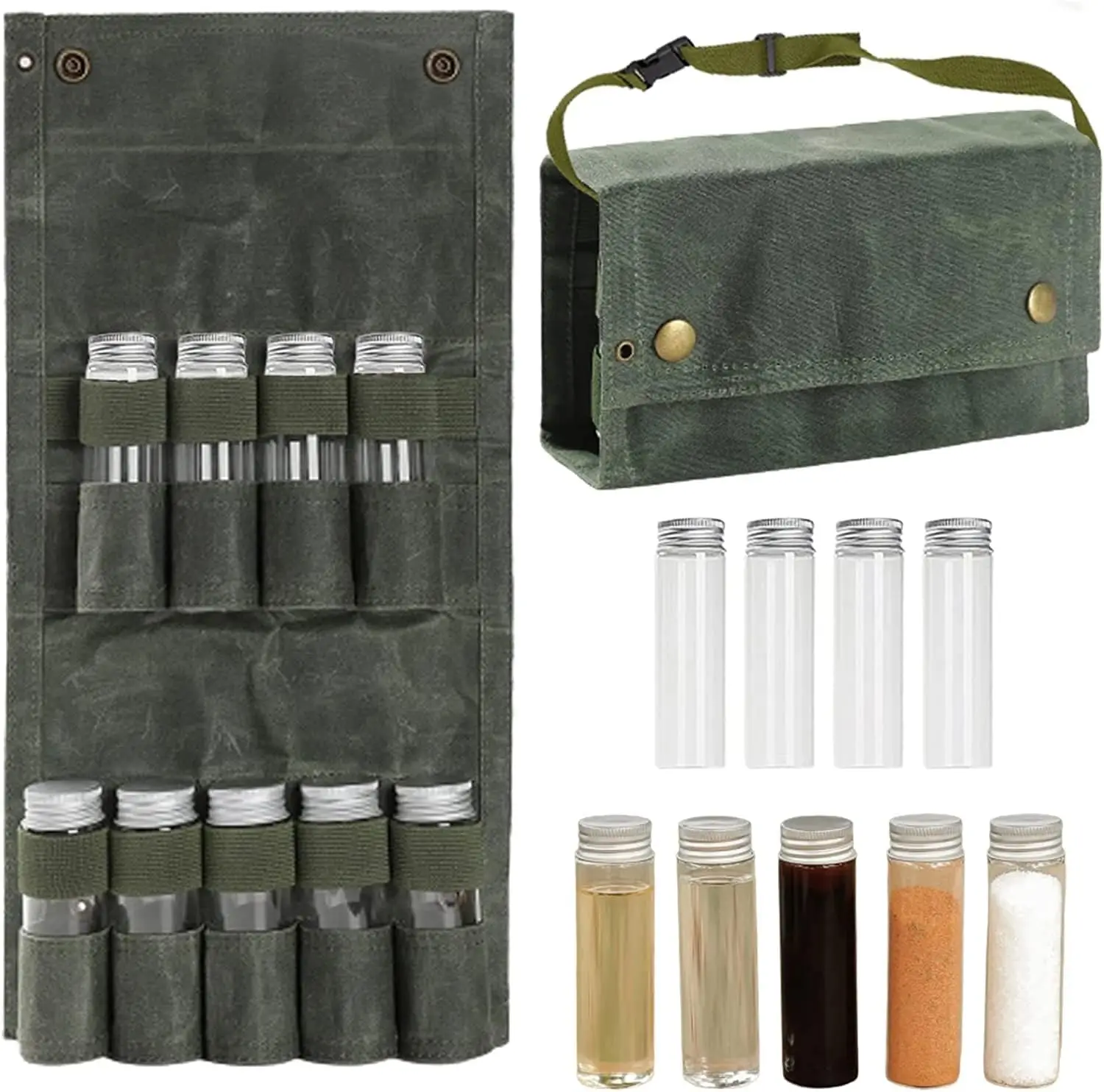 Portable Spice Bag with 9 Spice Jars, Folding Waterproof Canvas, Travel Multi Spice Containers Set with Nylon Belts for BBQ
Portable Spice Bag with 9 Spice Jars, Folding Waterproof Canvas, Travel Multi Spice Containers Set with Nylon Belts for BBQ