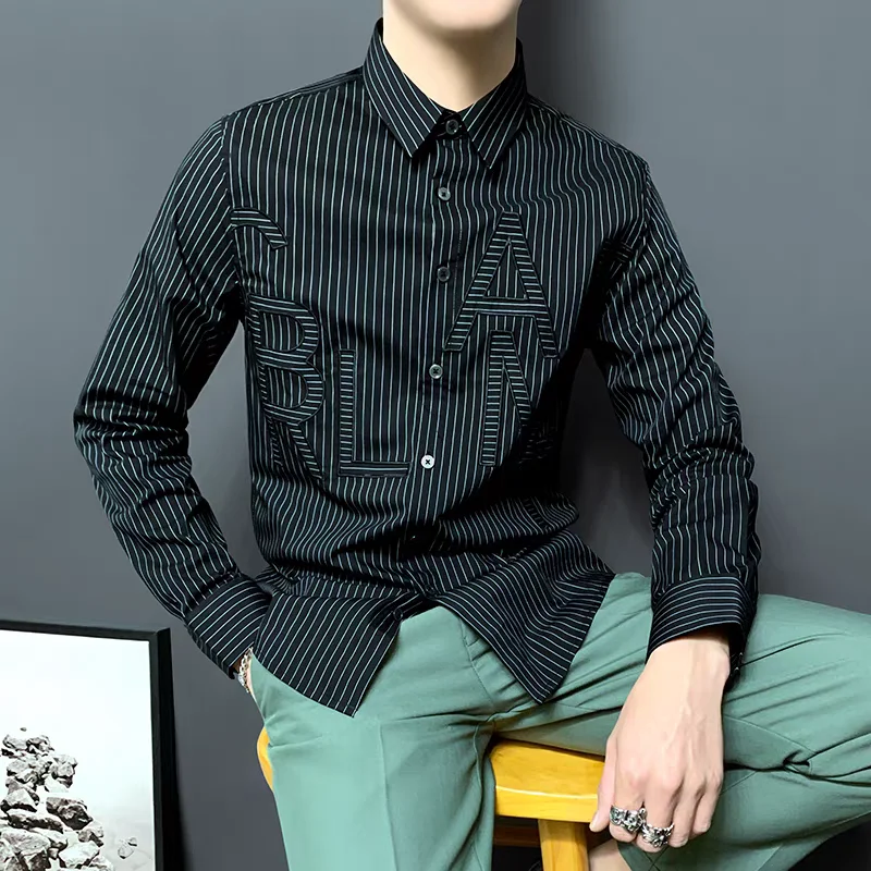 Korean Fashion Spring Shirts Men Clothing Lapel Striped Embroid Single Breasted Trend Smart Long Sleeve Slim Tops JJ284
Korean Fashion Spring Shirts Men Clothing Lapel Striped Embroid Single Breasted Trend Smart Long Sleeve Slim Tops JJ284