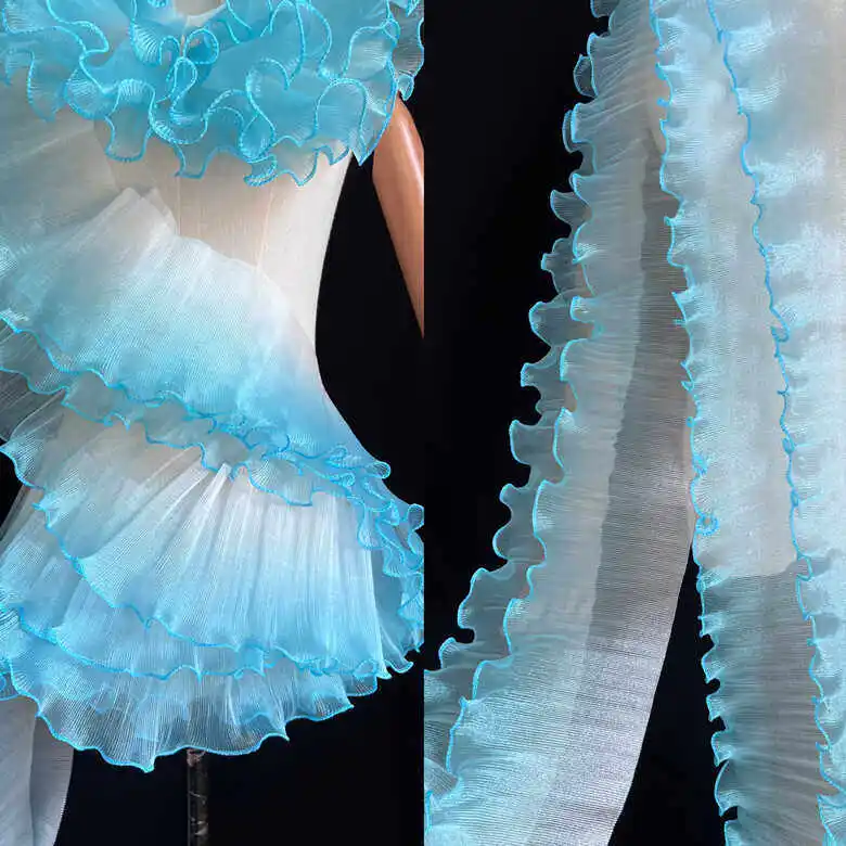 3yards Creative Gradient Color Ruffled Iridescent Organza Fabric 12cm Wide Designer Material for Clothing Appliqué Set
3yards Creative Gradient Color Ruffled Iridescent Organza Fabric 12cm Wide Designer Material for Clothing Appliqué Set