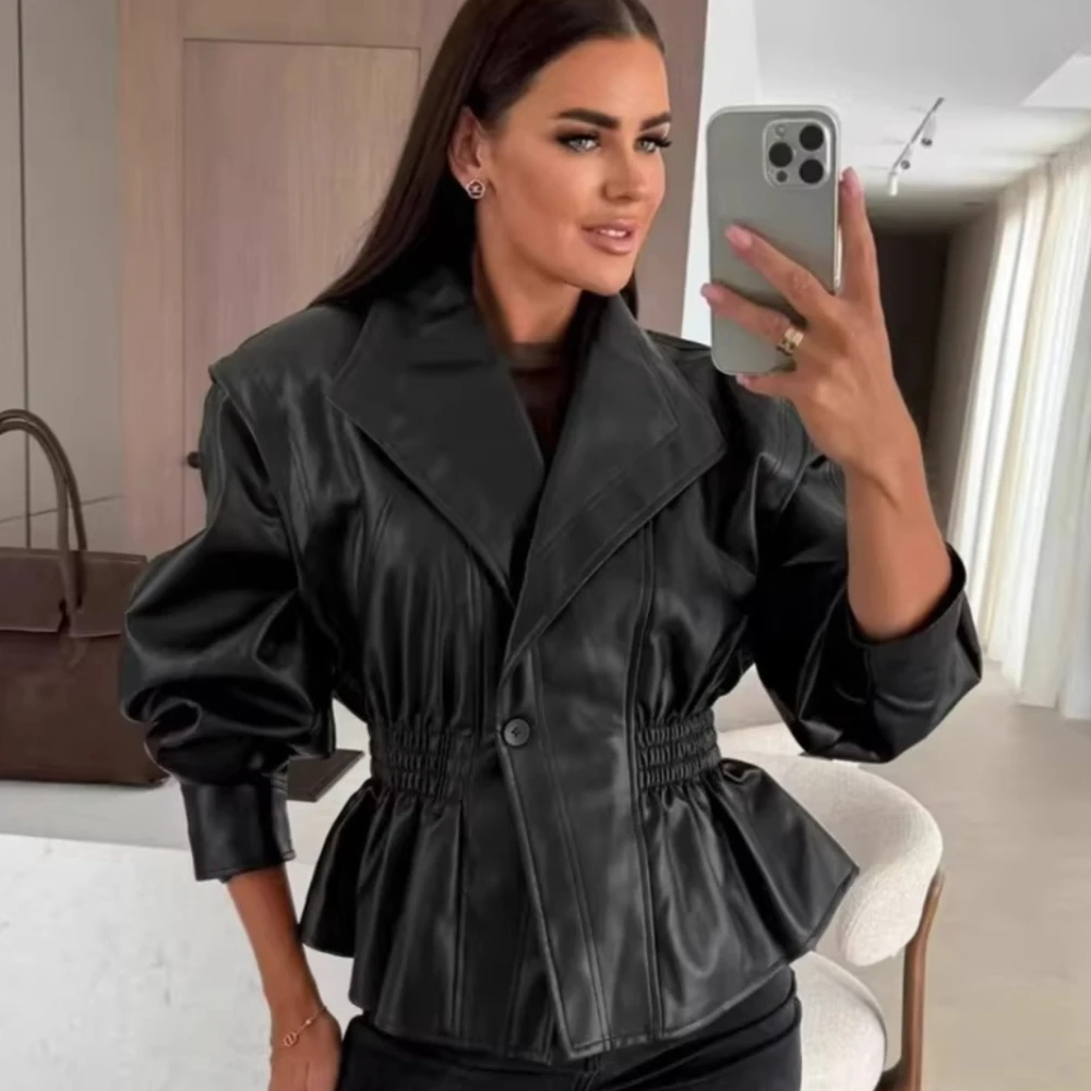 OFTBUY Leather Trench Coat Female Elastic Waist Oversize Faux Leather Jacket Women High Neck Women's Leather Jacket Vintage
OFTBUY Leather Trench Coat Female Elastic Waist Oversize Faux Leather Jacket Women High Neck Women's Leather Jacket Vintage